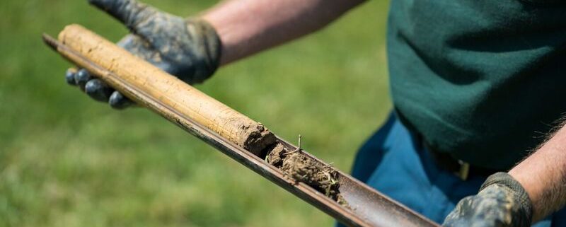 core sample taken during soil testing in geotechnical drilling